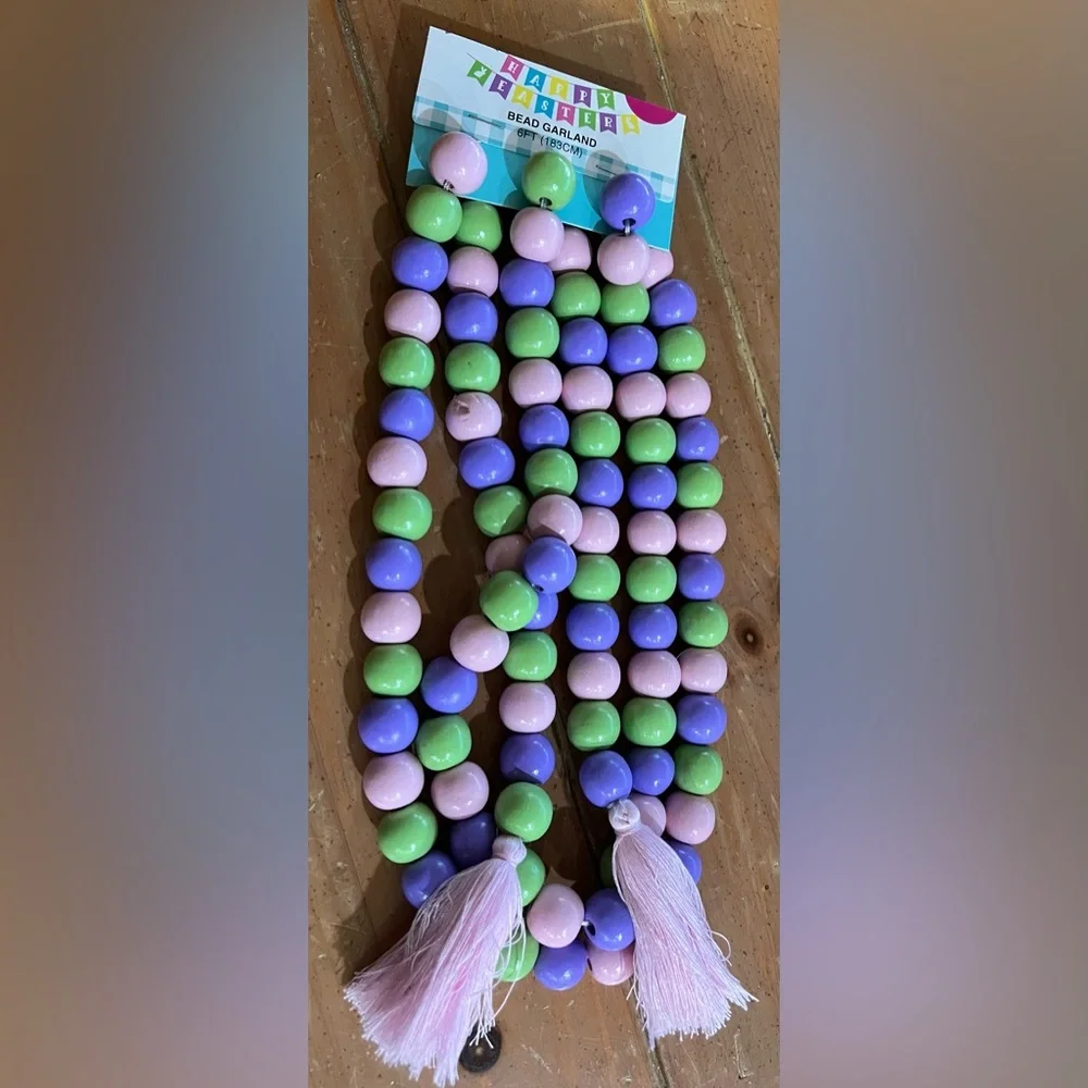 Easter garland, 6ft, green, purple and pink